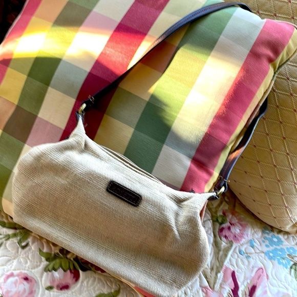 Rosetti Small Beige Tan Purse With Brown Leather Strap (34” strap) And Accents - Picture 7 of 16